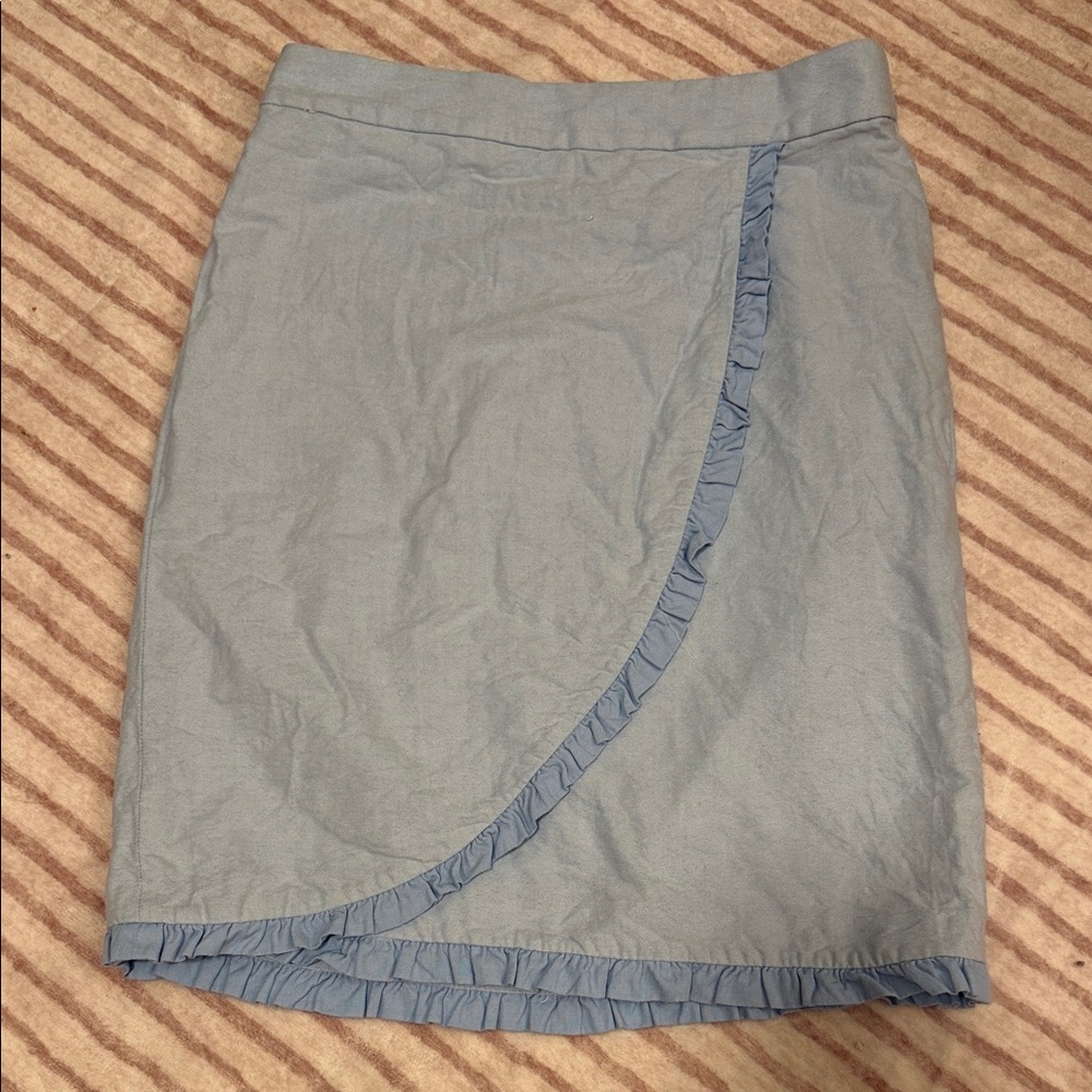J. Crew Ruffled Blue Wrap Skirt. SZ 2
